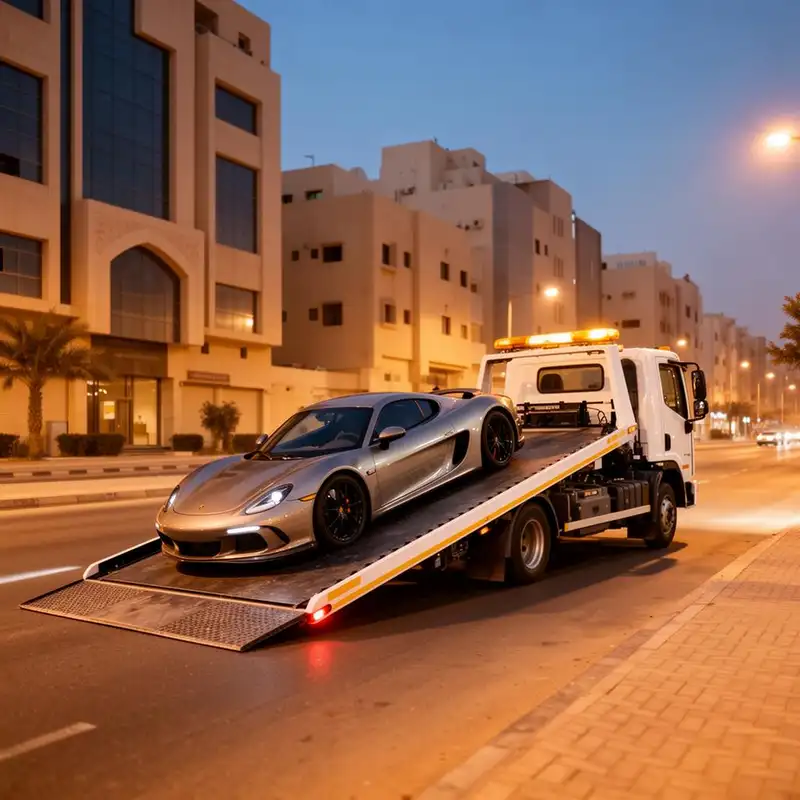 سطحة فل داون تحمل سيارة رياضية منخفضة في الكويت